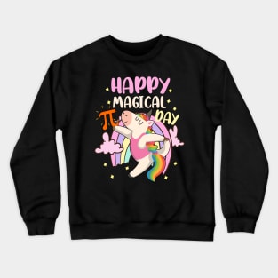 Happy Pi Day Magical Rainbow Unicorn with Pastel Cutie Pi Crewneck Sweatshirt